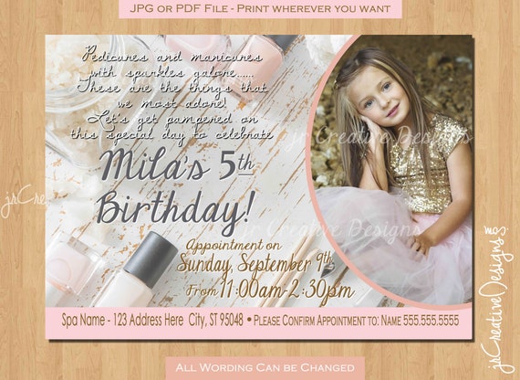 Spa Birthday Party Invitations Spa Party Invitation Girl Birthday Invitation Pedicure Makeup Party Make up Party 11th 12th 10th 9th 8th Il_570xn