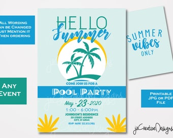 Pool Party Invitation Summer Invitation Swimming Party Invitation Summer Invite Swimming Invitation Beach Party Invite Kids Summer Party