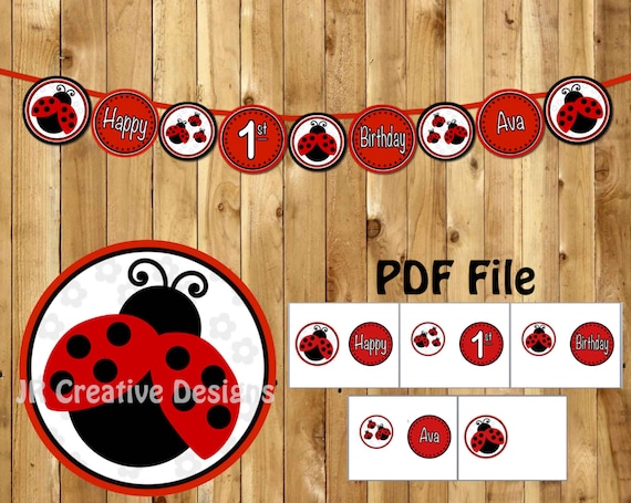 Ladybug Birthday Banner Ladybug Banner Happy 1st Birthday Banner lady bug Birthday banner lady bug party decorations ladybug party girl 1st Il_570xn