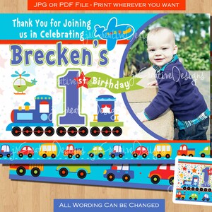 1歳の誕生日のサンキューカード 電車 1歳の誕生日の男の子 みんな乗車 男の子 1歳の誕生日パーティー ありがとう トラック 誕生日の飛行機 写真 絵カード