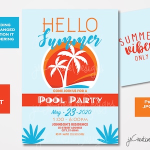 Sommerparty Einladung Einladung Vorlage Sommer Event Einladung Sommer Einladung Sommer Flyer Sommer Party Flyer Custom Event Einladung