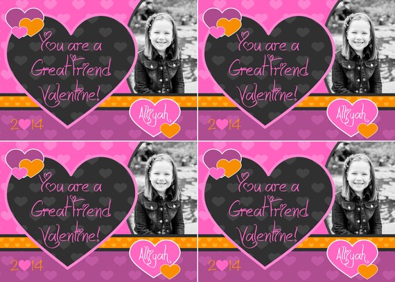 Valentine's Photo Cards, Valentine's Day Card, Girls Valentine Card, Heart, Valentine Girl Card, Valentine's Kids Card, Valentine's 4 photo Il_570xn