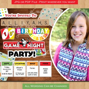 Invitación a una noche de juegos Invitación a una fiesta de juegos Invitación a una fiesta de cumpleaños ... niños Invitación a una fiesta de cumpleaños de adolescentes Fiesta de cumpleaños mixta