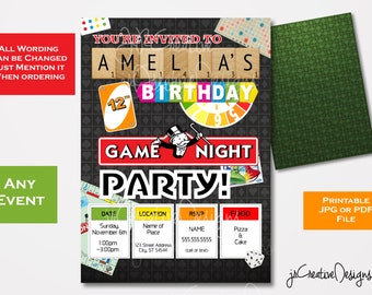 Game Birthday Party Invitation Coed Birthday Party Game Night Invitation Game Party invitation Kids Birthday Invitation Teen Birthday Party