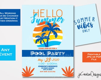 Summer Party Invite Summer invitation Template Summer Event Invitation Summer Invite Summer Flyer Summer Party Flyer Custom Event invite