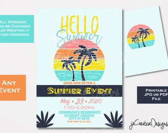 Summer Party Invitation Template Download Summer Party invitation for kids for adults summer party digital invitation Summer Party Invite