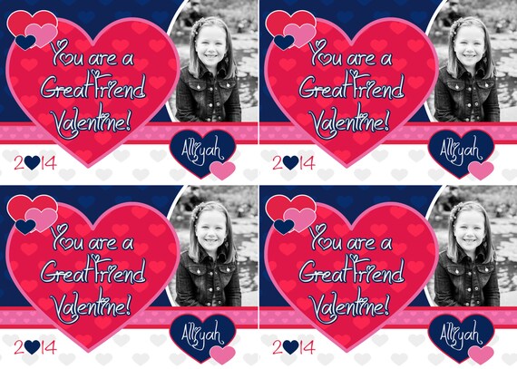 Valentine's Photo Cards, Valentine's Day Card, Girls Valentine Card, Heart, Valentine Girl Card, Valentine's Kids Card, Valentine's 4 photo Il_570xn