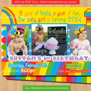 Rainbow Birthday Party Rainbow invitation Rainbow Birthday | Etsy