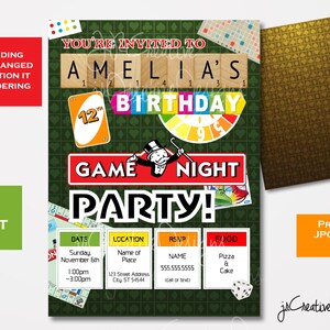 Invitación a fiesta de cumpleaños de juegos Invitación a fiesta de cumpleaños mixta Invitación a noche de juegos Invitación a fiesta de juegos Invitación de cumpleaños para niños Fiesta de cumpleaños de adolescentes