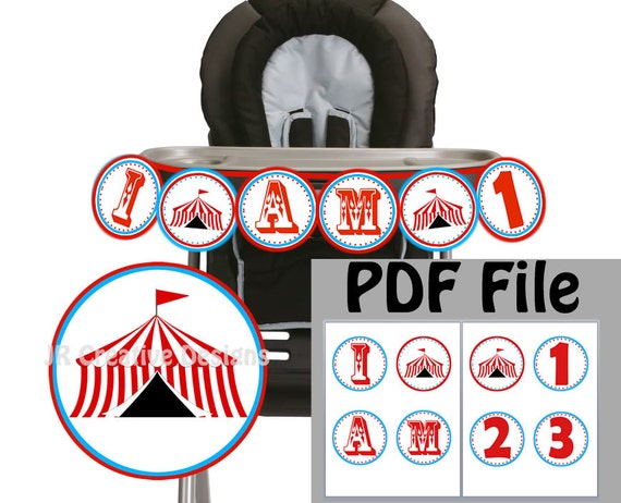 Carnival high chair banner Circus Highchair banner 1st birthday carnival highchair circus banner carnival circus birthday Ages 1-3 PDF File Il_570xn