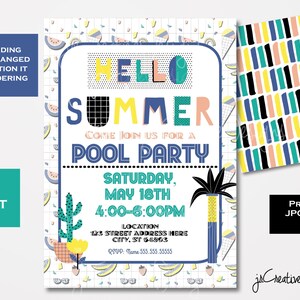 Sommerparty Einladung Vorlage Download Sommerparty Einladung für Kinder für Erwachsene Sommerparty digitale Einladung Sommerparty Einladung
