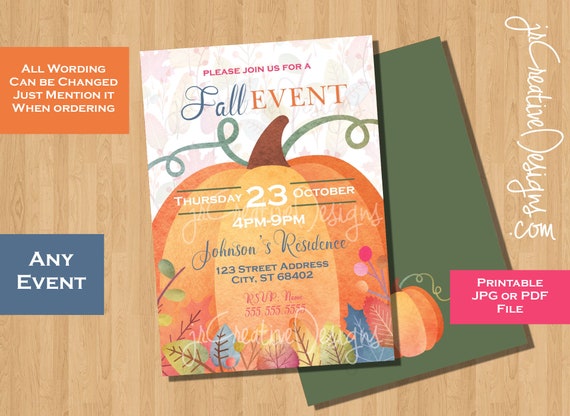 Autumn Invitation Autumn Invite Fall Event Invitation Fall Invite Fall Invitation Fall Festival Invitation Fall Harvest Festival Work Party Il_570xn