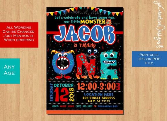 Monster Invitation First Birthday Party Invite Boy Monster Birthday Invitation Little Monster Birthday Party Invitation Monster 1st Birthday Il_570xn
