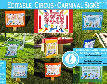 Circus Signs Carnival Signs Circus Game Signs Carnival Game Signs Circus Theme Party Decor Sign Yard Sign Carnival Theme Party Decorations