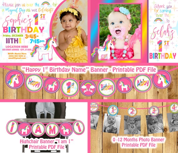 unicorn birthday party decorations package unicorn birthday banner 1st birthday banner