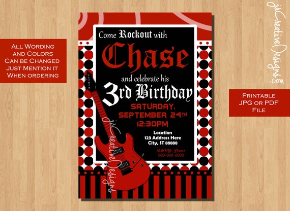 Rockstar Invitation Rock Star Invitation Rockstar Birthday Music