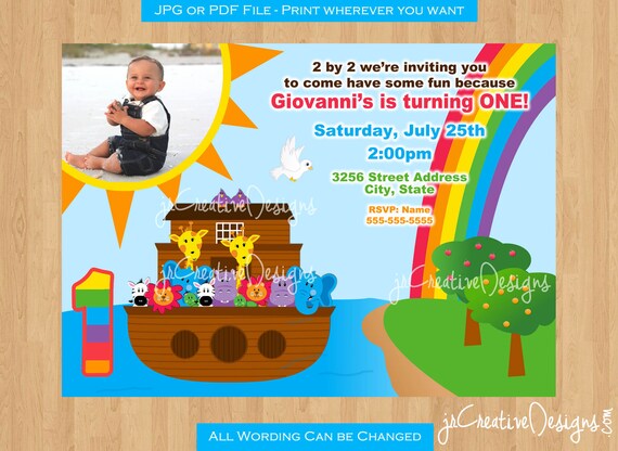 Noah S Ark Invitation Noah S Ark Birthday Party Noah S Ark Invite