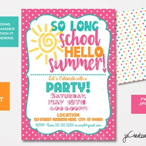 Ende des Schuljahres Party Einladung Letzter Schultag Party Einladung Start der Sommer Schwimmparty Schule Pool Party Ende der Schule Basch