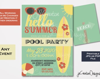 Summer Party Invitation Template Download Summer Party invitation for kids for adults summer party digital invitation Summer Party Invite