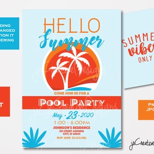 PoolParty Einladung Sommer Einladung Schwimmen Party Einladung Sommer Einladung Schwimmen Einladung StrandParty Einladung Kinder Sommerparty