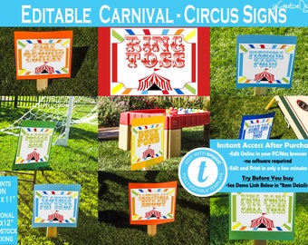 Carnival Signs Circus Signs Carnival Game Signs Circus Game Signs Carnival Theme Party Decor Sign Yard Sign Circus Theme Party Decorations