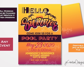 Summer Party Invite Summer invitation Template Summer Event Invitation Summer Invite Summer Flyer Summer Party Flyer Custom Event invite