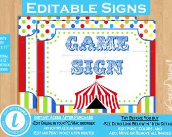 Carnival Game Signs Circus Game Signs Carnival Signs Circus Signs Carnival Theme Party Decor Sign Yard Sign Circus Theme Party Decorations