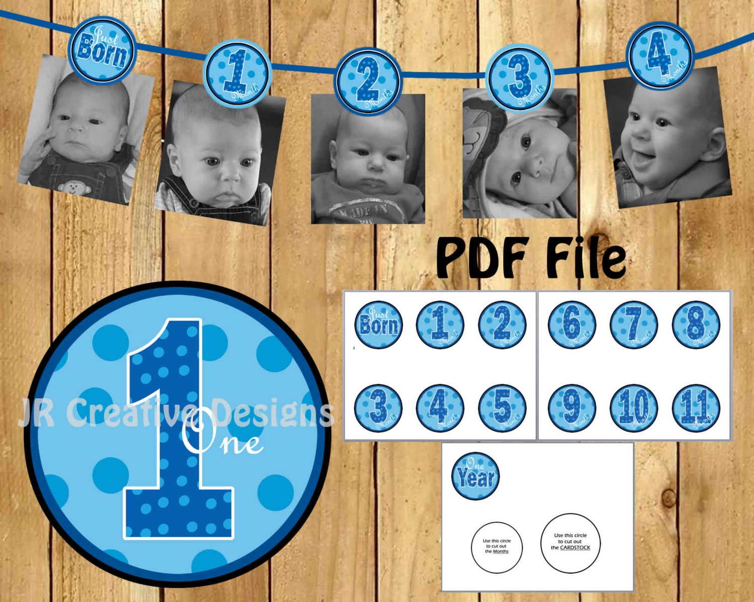 12 Month Photo Birthday Banner Everything One Boy 1 Year Etsy