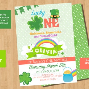 St. Patricks Day 1st Birthday Einladung Mädchen 1. Geburtstag St. Patrick es Day Geburtstag Einladung St. Patrick es Day Geburtstag Party Einladung