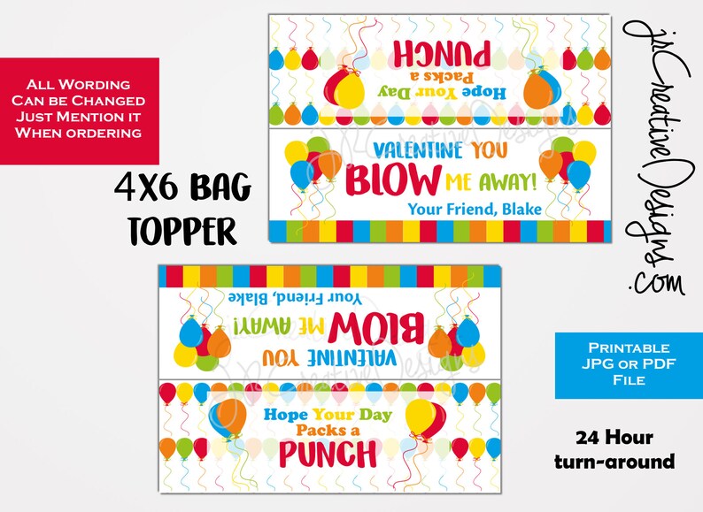 Punch Balloons Valentine Printable Cards Balloons Valentines Etsy