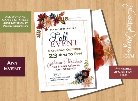 Autumn Invitation Autumn Invite Fall Event Invitation Fall Invite Fall Invitation Fall Festival Invitation Fall Harvest Festival Work Party Il_570xn