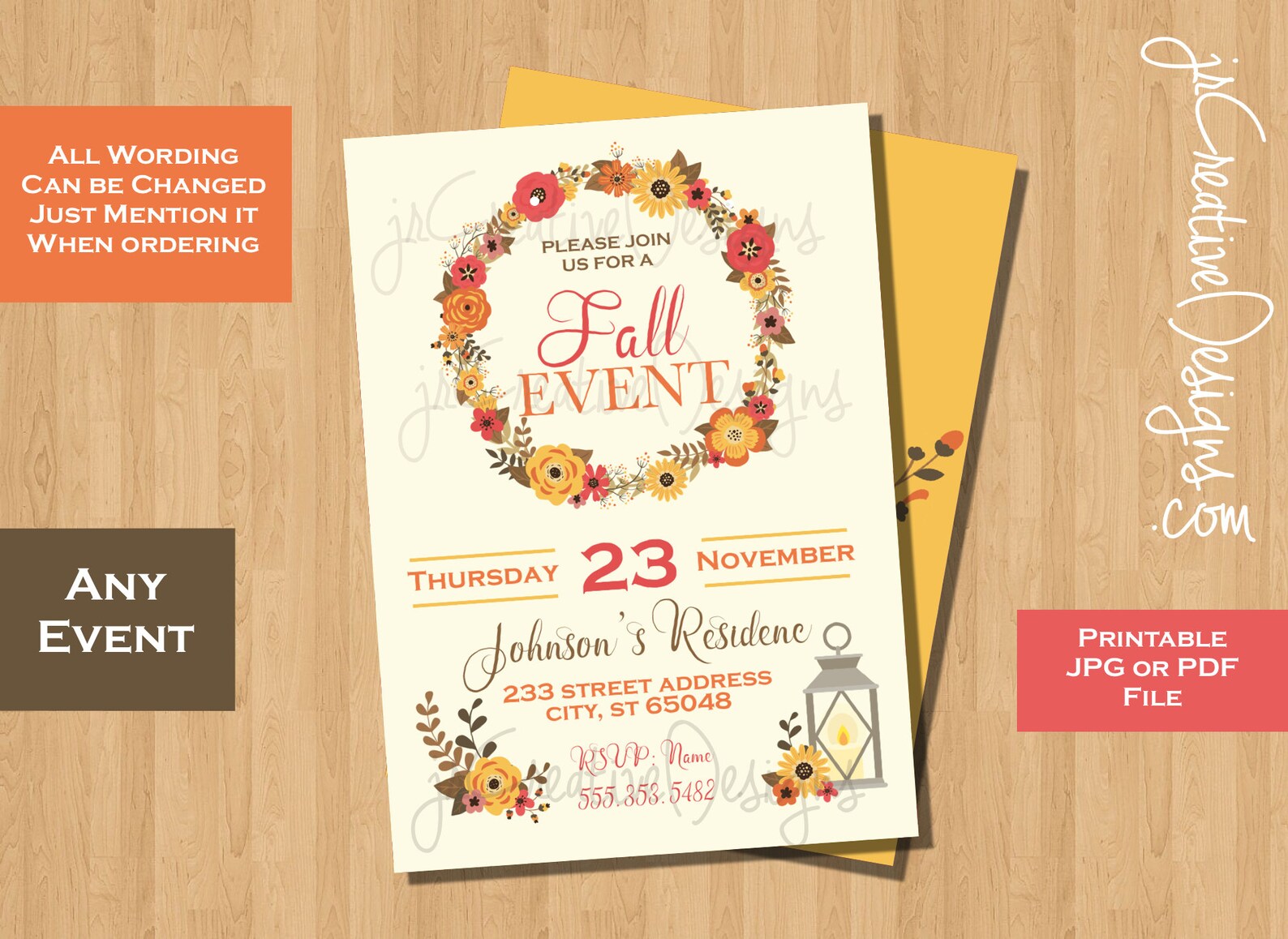 Autumn Invitation Autumn Invite Fall Event Invitation Fall Invite Fall ...