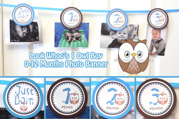 Look Whoo S 1 Owl Boy Banner Owl Banner Birthday 1 Year Banner 0