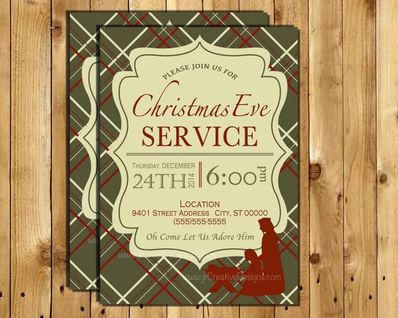 Christmas Eve Service Invitation Christmas Eve Invite Candle Light Service Christmas Celebration Church Christmas Invitation Manger Card Il_570xn