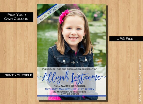 Elementary Graduation invitation Kindergarten Graduation Invitation School Graduation invitation Preschool invitation kid child photo invite Il_570xn