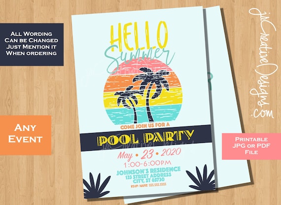 Pool Party Invitation Summer Party Invitation Beach Party invitation Summer Invite Lake Day Invitation BBQ Invite Swimming Party Invitation Il_570xn
