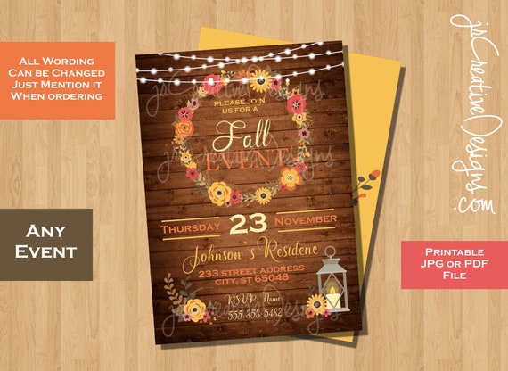 Autumn Invitation Autumn Invite Fall Event Invitation Fall Invite Fall Invitation Fall Festival Invitation Fall Harvest Festival Work Party Il_570xn