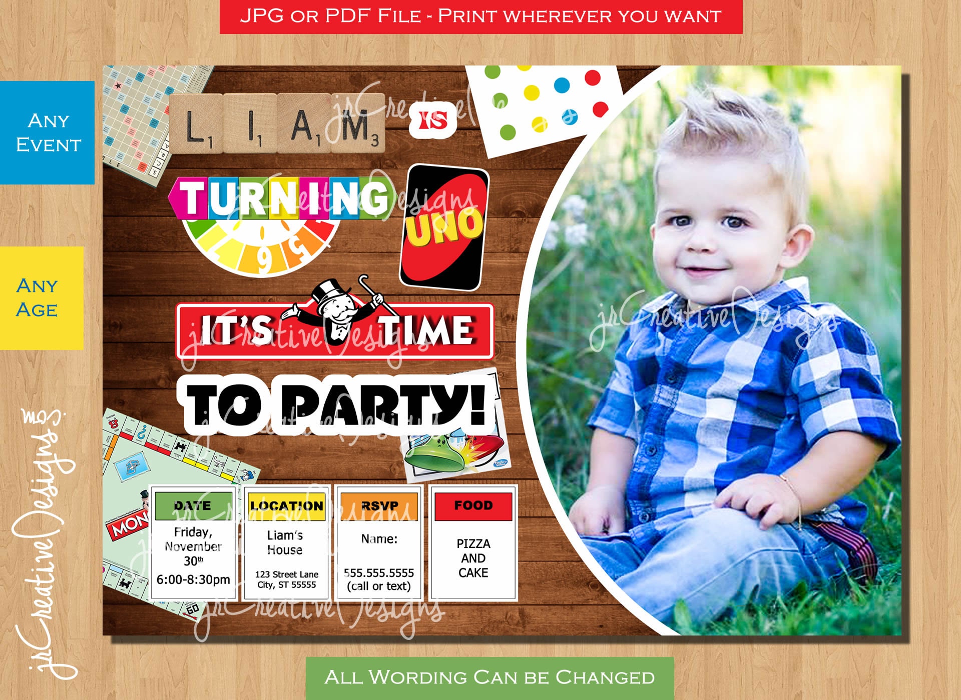 Uno First Birthday Invitation Uno Party Invite Uno Invite Uno Etsy