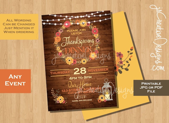 Thanksgiving Invitation Thanksgiving Invite thanksgiving dinner thanksgiving brunch thanksgiving lunch party printable fall event autumn Il_570xn