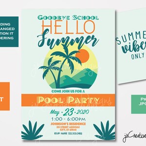 Letzter Schultag Party Einladung Start des Sommer Schwimmen Party Schule Pool Party Ende der Schule Basch Ende des Schuljahres Party Einladung