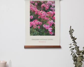 Engelse Cottage Living botanische print | Afdrukbare muurkunst | Rozentuinillustratie | Directe digitale download | Cadeau voor tuinliefhebbers