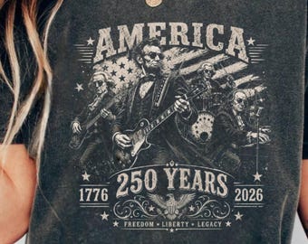 America 250 Founding Fathers Rock Band Tee, 4th of July Gift for Dad, 1776-2026 Patriotic History Shirt
