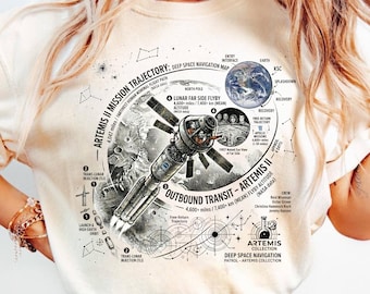 Artemis II Mission Trajectory Shirt, Space Navigation Map Graphic Tee