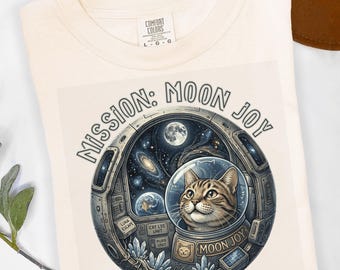 Cute Space Cat V Neck Shirt, Moon Cat Tee, Astronaut Cat Shirt, Galaxy Cat Gift, Cat Lover Aesthetic Shirt