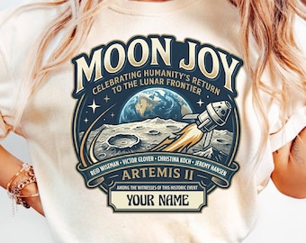 Custom Space V Neck Shirt Personalized Moon Mission Tee Custom Name Gift