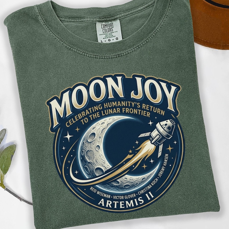 Moon Joy Artemis II Shirt Lunar Mission Tee, Crewed Moon Flyby Graphic Top, Humanity Returns to the Moon Gift image 12