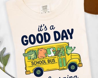 It's a Good Day for Learning T-Shirt, Cute Animal School Bus Teacher Gift, Back to School Classroom Tee