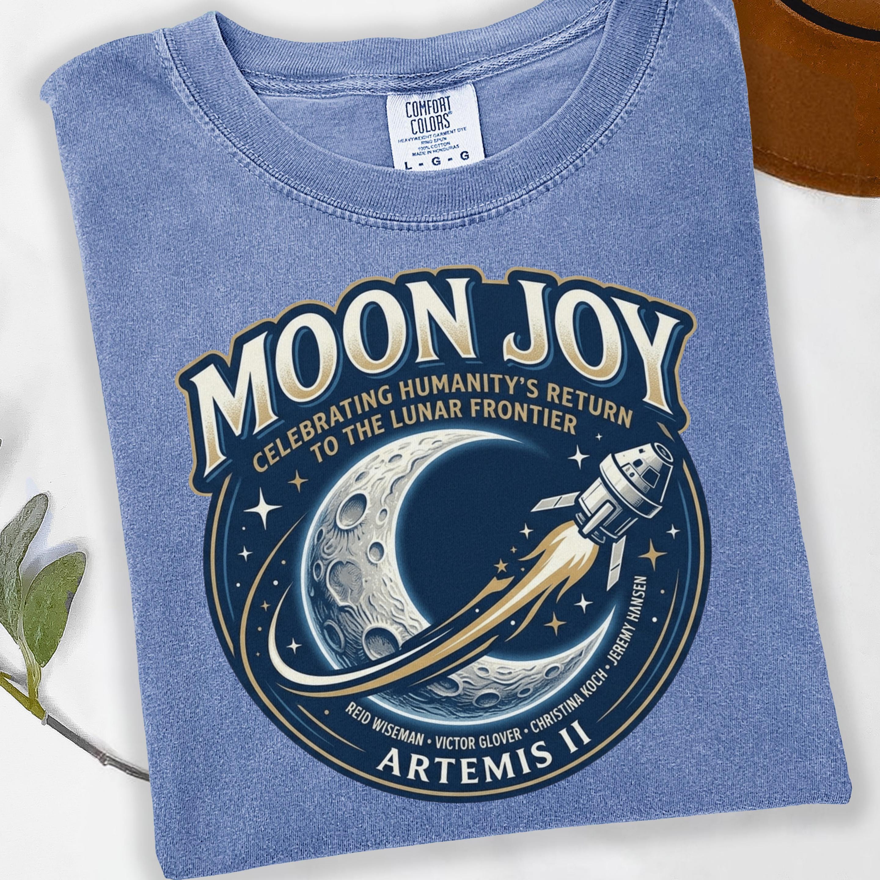 〈JOZE MOON〉LOGO CHARM T SHIRTS Moon Joy Artemis II Family Space Shirts, Comfort Colors Youth