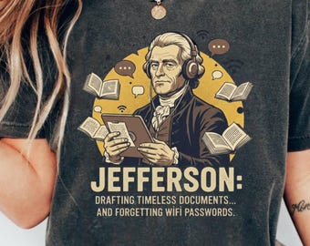 Funny Jefferson V Neck Shirt, American History Humor Tee, Patriotic Meme Shirt, Flag Day Outfit, Founding Fathers Joke Tee