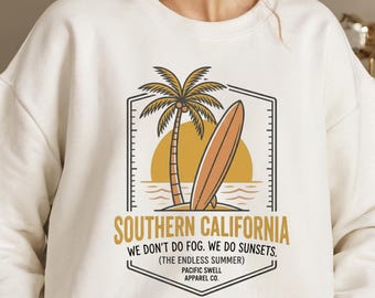Southern California Shirt, SoCal Surfing Graphic Tee, Coastal Sunset Beach Tshirt